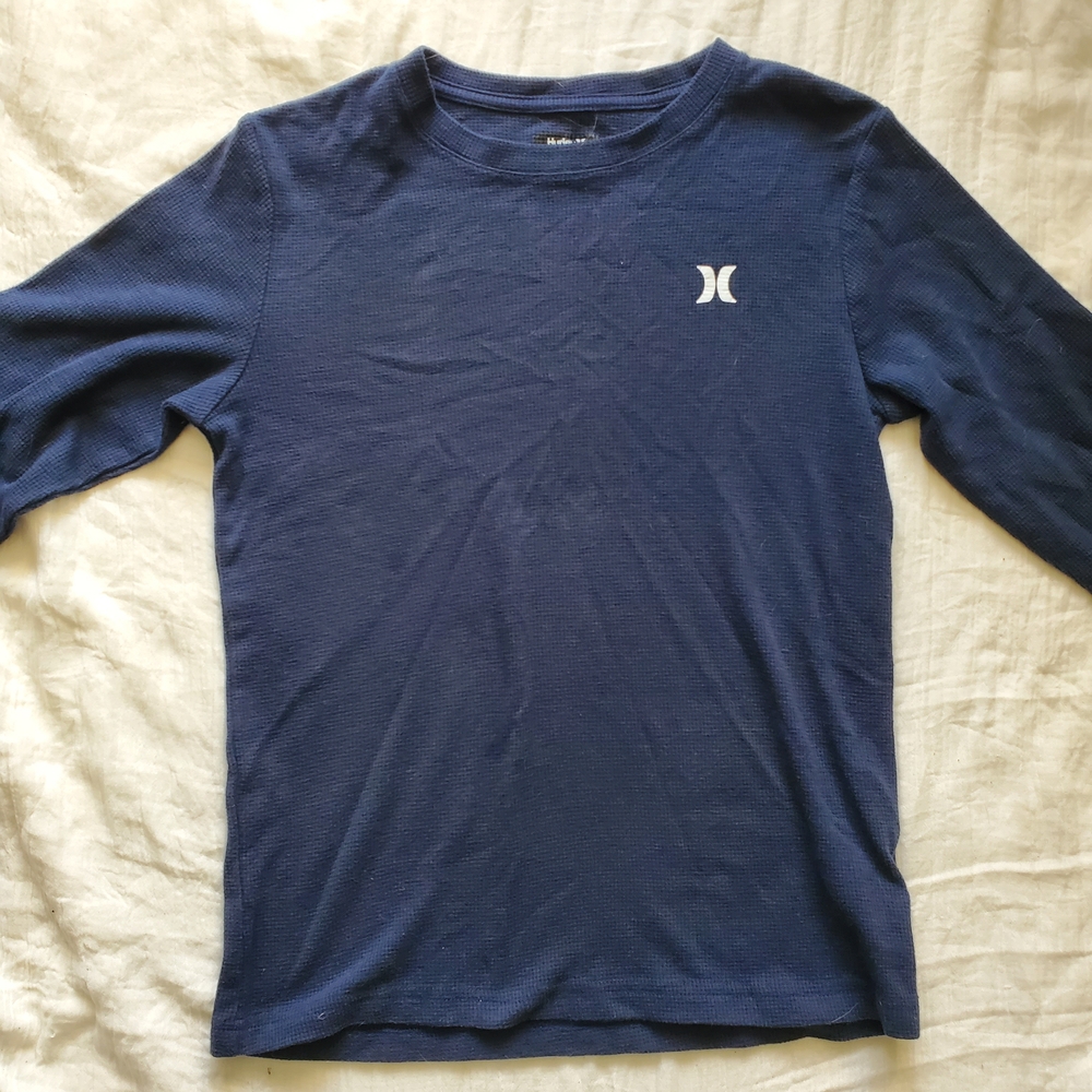 Hurley Women's Waffle Knit Blue Long Sleeve Shirt Size L